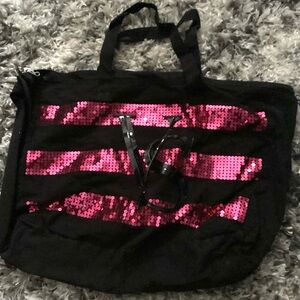 Victoria's Secret Black Tote with Pink Sequins